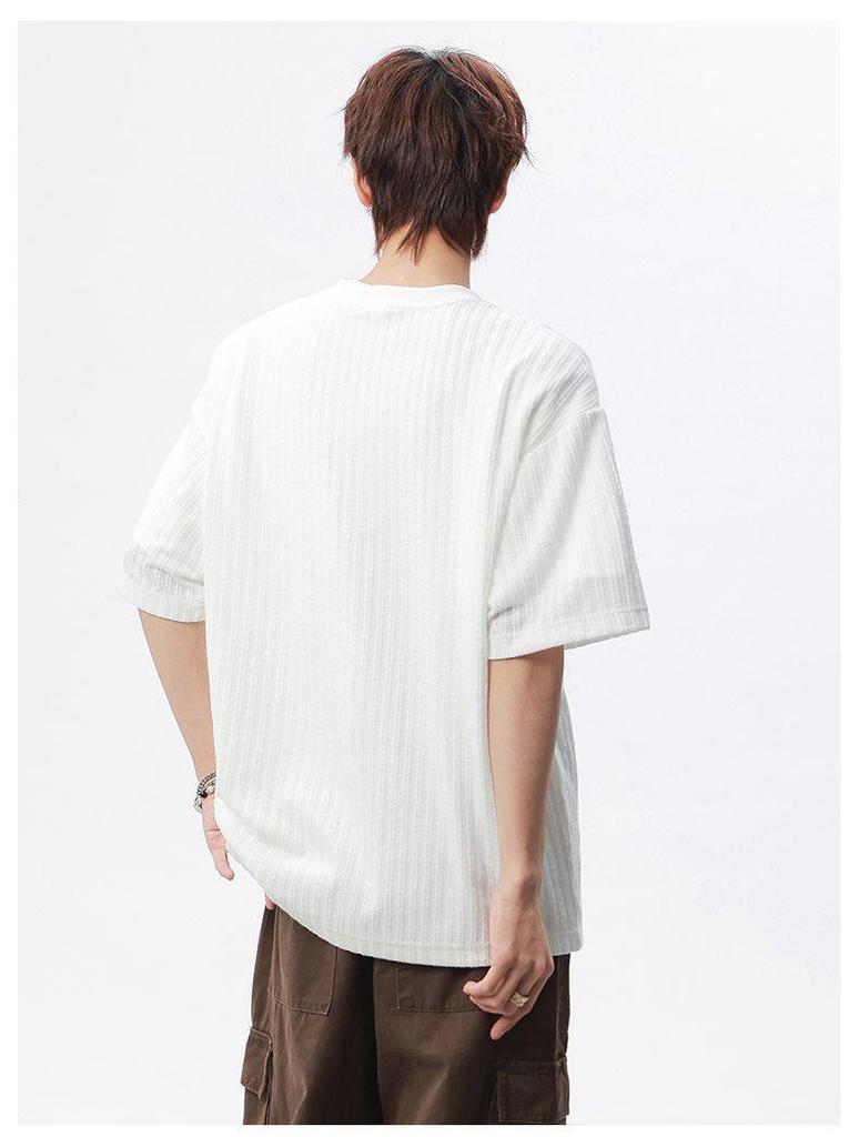 Golden Spear 2026 Summer Unisex Round Neck Hollow Button Half Sleeve T-shirt KF037