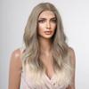 ALAN EATON Synthetic Front Lace Wig Long Wavy Wigs Ombre Grey To Blonde Daily for Women High Density Heat Resistant Hair