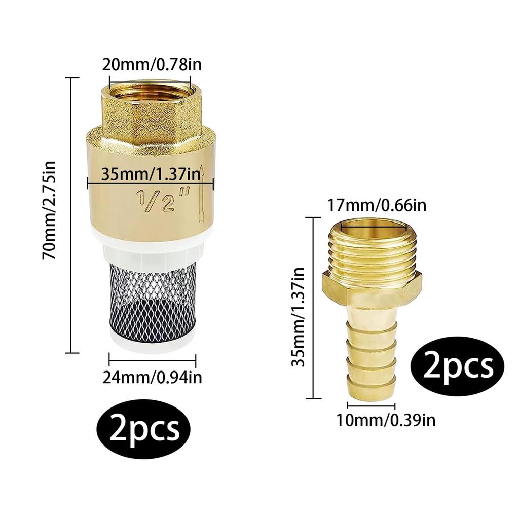 Check Valves 1/2 Inch Brass Foot Valve With Hose Connection Backflow Prevention Brass Check Valve Filter Bottom Valve