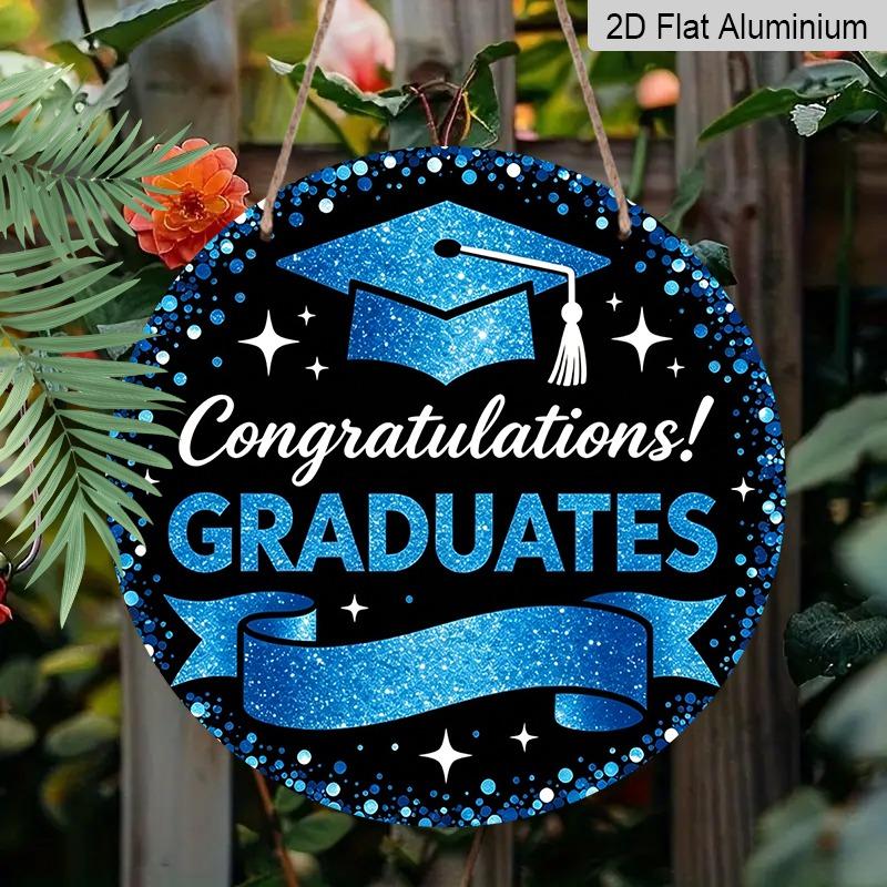 2D Flat Aluminum 2026 Graduation-themed Wall Hanging Is Available in Multiple Sizes. Featuring A Blue Glitter Graduation Cap Design, It's A Perfect