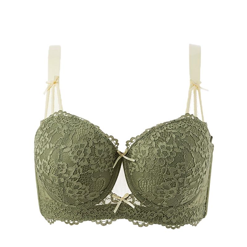 Large Size Underwear Women's Fat Mm Big Breasts Show Small Gathering, Upper Support, Anti-sagging Adjustment Type Thin Bra Cover