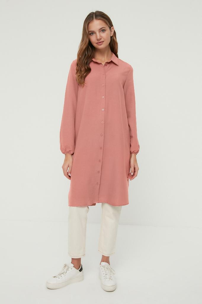 Damenmode-Hemd, Hemdkragen, langer Steinkragen, detailliertes, gewebtes Baumwollhemd