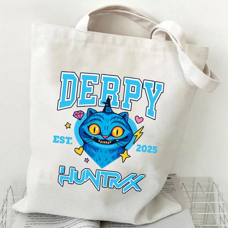 KPOP Skupina Lovců Démonů Taška z plátna s tygřím potiskem Jednoramenná taška crossbody pro studenty Denní nákupní taška tote