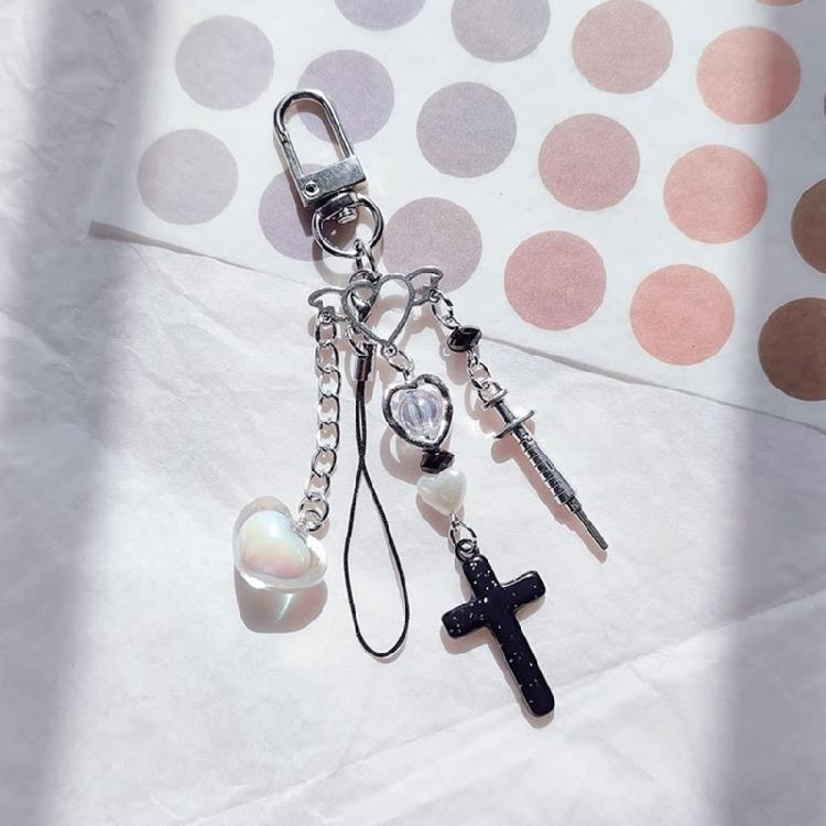 Cross Bowknot Angel Wing Charm Pendant Hanging Decoration for Keys Bag Purse