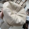 Retro-inspired Leather Newsboy Cap C2 Ivory