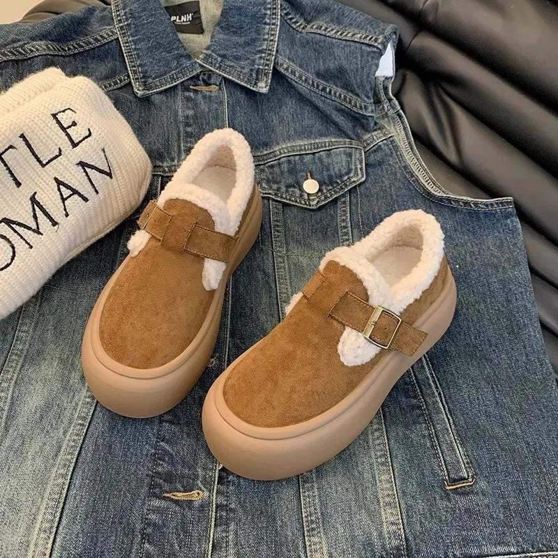 Fashion 2025 Women Winter Casual Boots New Moccasins Soft Platform Non-slip Loafers Fashion Warm Plush Slip on Female Cotton Boken Shoes