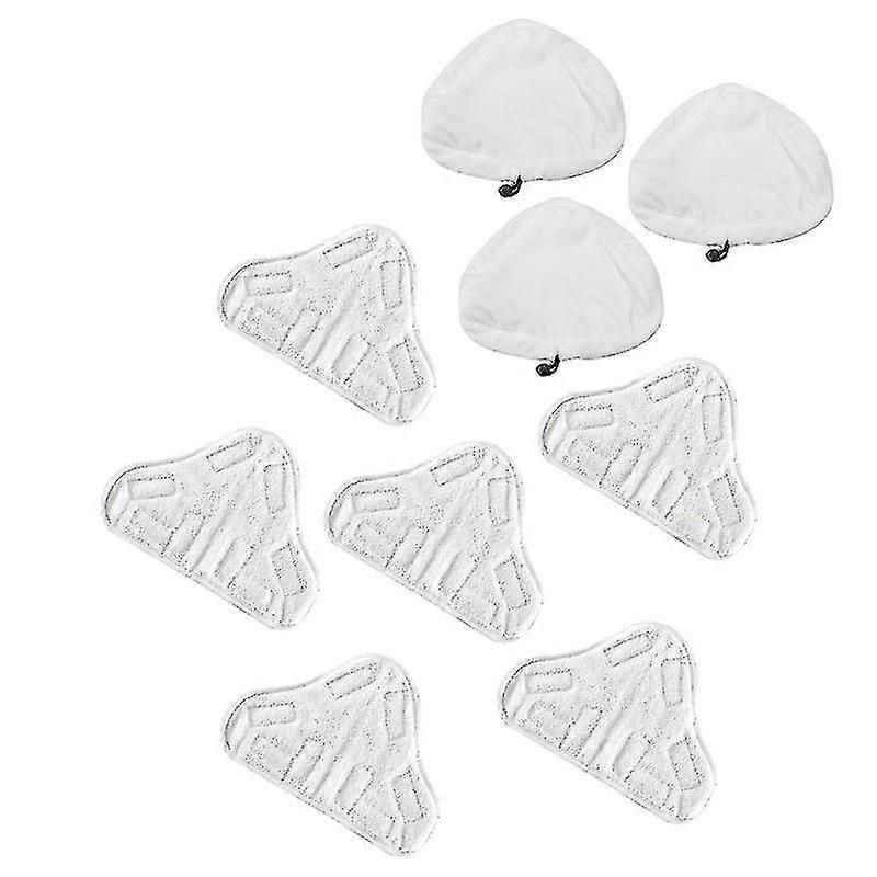 6pcs Paste Style + 3pcs Pull Cord Style Cloth Pad Covers For H2o Mop X5 Triangular Steam Mop (white)