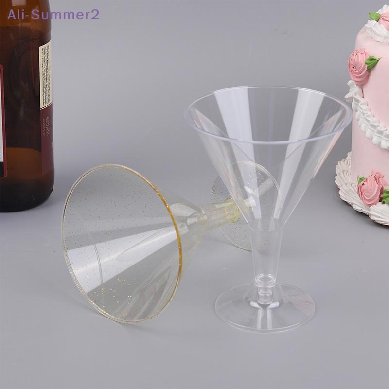 {Summer2} 10Pcs Plastic Martini Cups Transparent Cocktail Dessert Unbreakable Mini Cups For Wedding Party Bowl Wine Ice Cream