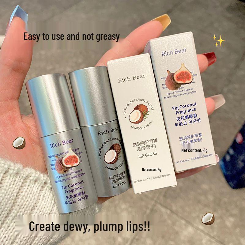 RichBear Fig Coconut Hydrating Lip Gloss - Moisturizing Mirror Finish. Vanilla Coconut