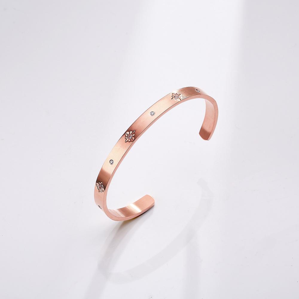 European High-End Retro Titanium Steel Starry Zirconia Bracelet for Women