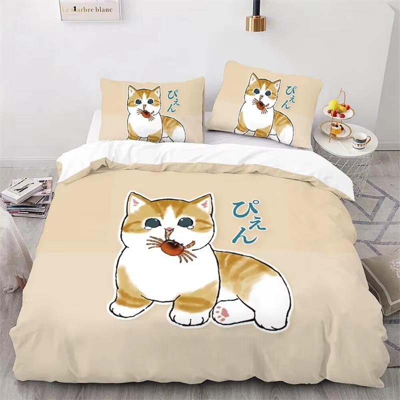 Mofusand Anime Hai Katze Bettwäschesets Steppdecke Bettbezug Bettdecke Bettbezug Kissenbezug 2-3-teilige Sets Raumdeko Geschenke