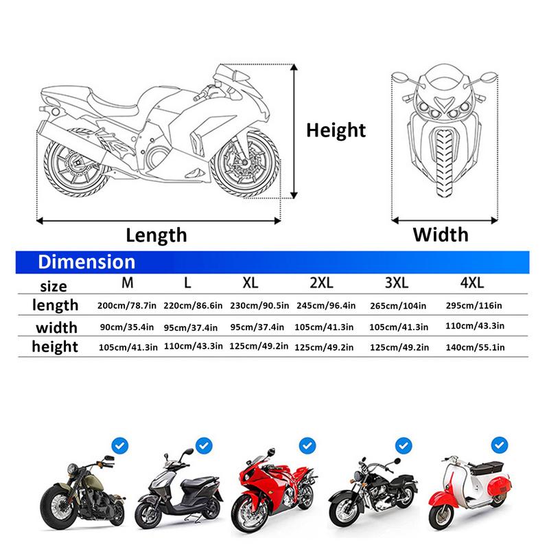 Motorcycle Tarp Windproof Motorcycle Cover Waterproof Outdoor With Reflective Strips Stable Motorcycle Cover Dust Cover