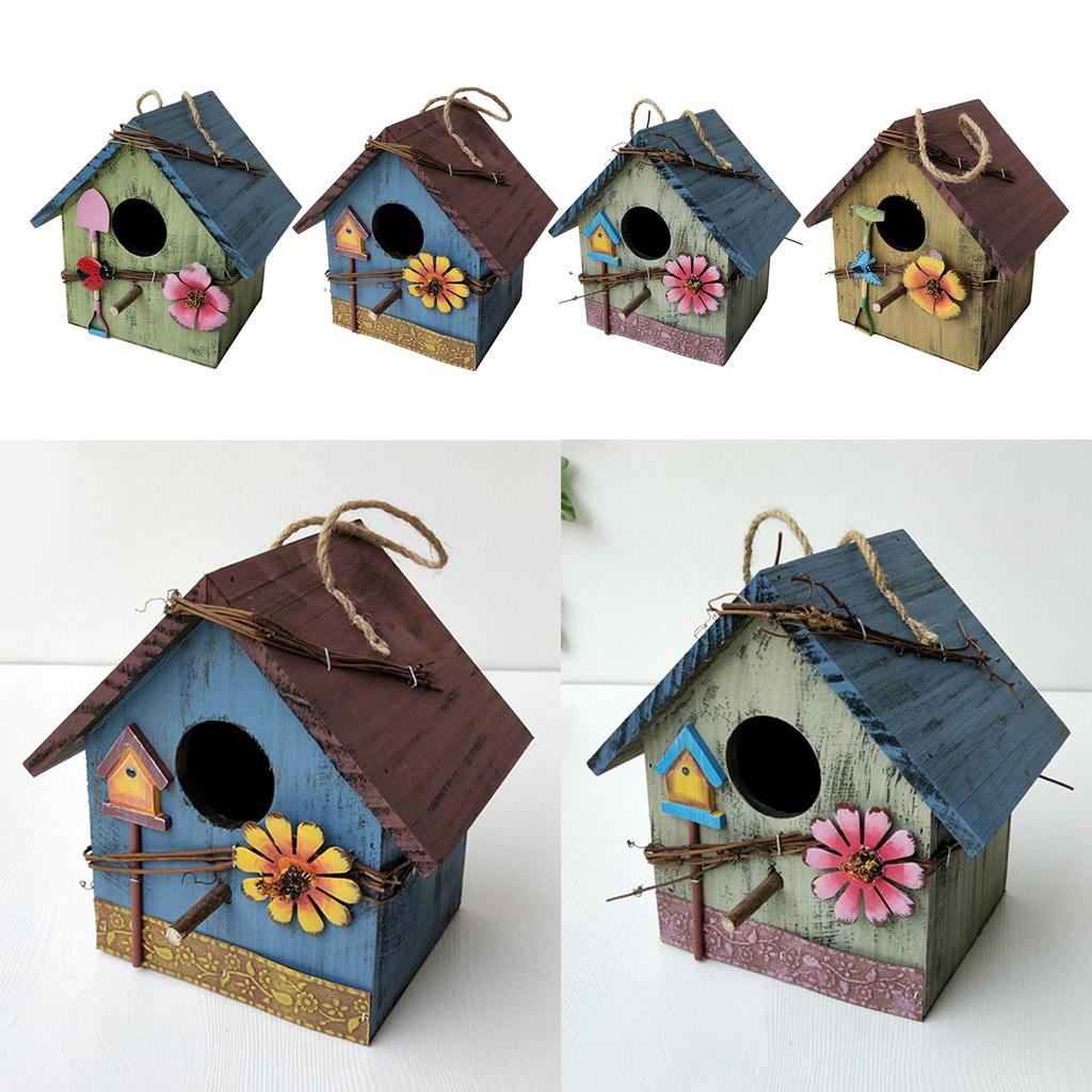 Hand-painted Hanging Bird House Box Outdoor Courtyard Decorative Birdhouses