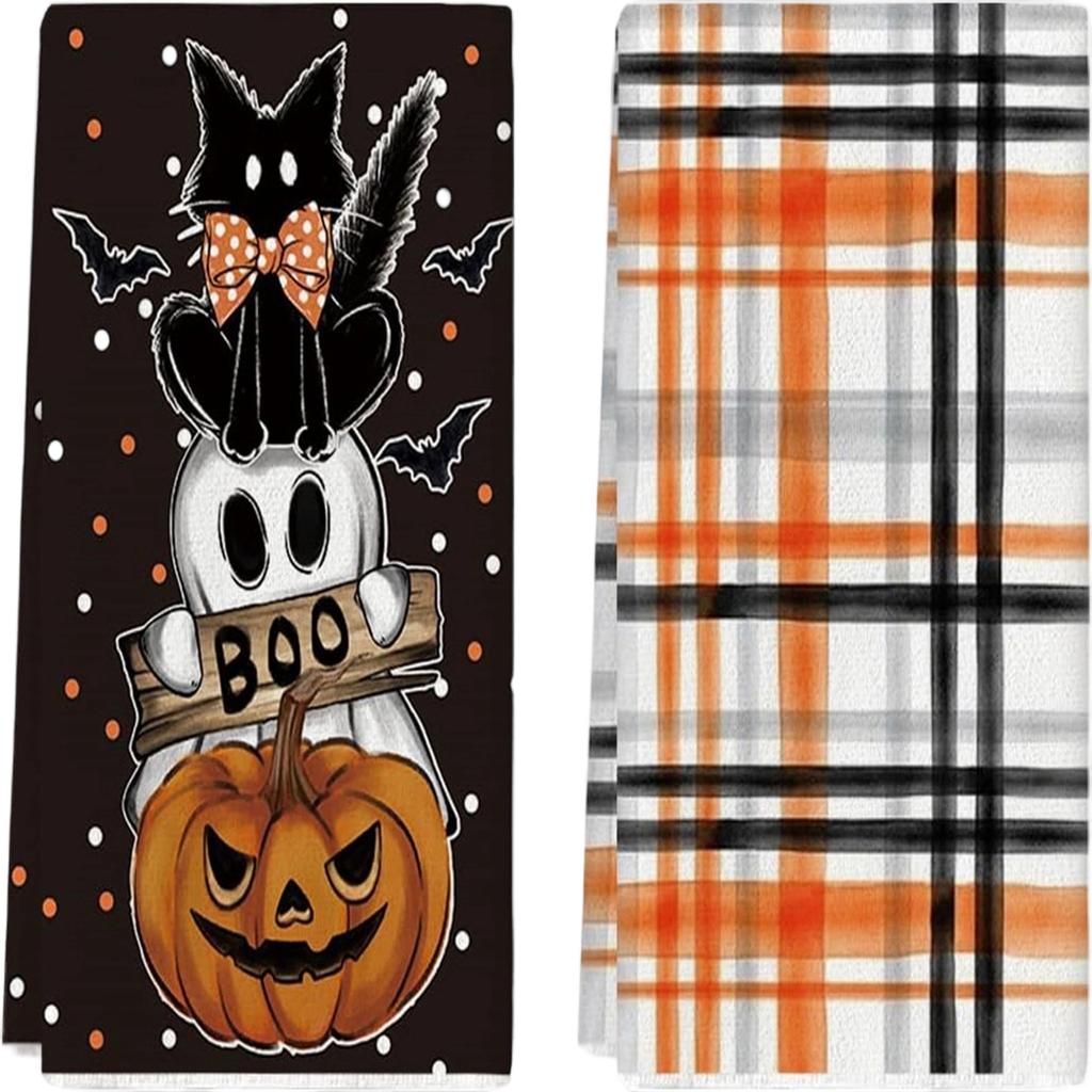 Microfiber Halloween Pumpkin Festival Green Elf/ Printed Towel Kitchen Washing Hand Towel Face Towel