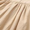 Girls' Summer Solid Color Cotton-Linen Dress With 2 Side Pockets And Tie Straps Children'S Strap Dress