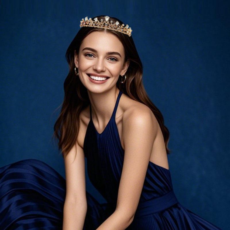 Simple and High-end Exquisite Princess Bride Crown Shiny Micro Paved Zircon Crown Birthday Adult Ceremony Banquet Headdress