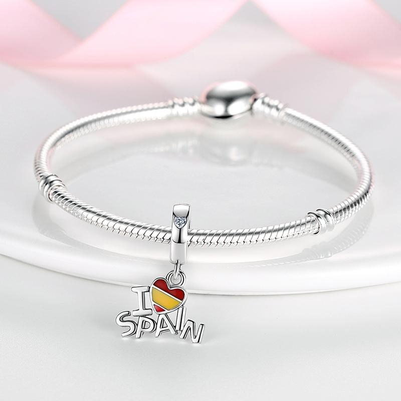 copper Spain Brazil United States Chile Country Name Charm Bead Charms Compatible With Authentic Bracelets Bead Charms Ideal For Women Jewellery