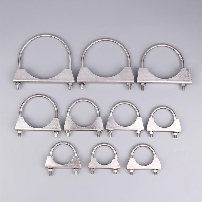 Śruba U ze stali nierdzewnej 304, nieregularna śruba z przegrodą i nakrętką M8, zacisk rury wydechowej