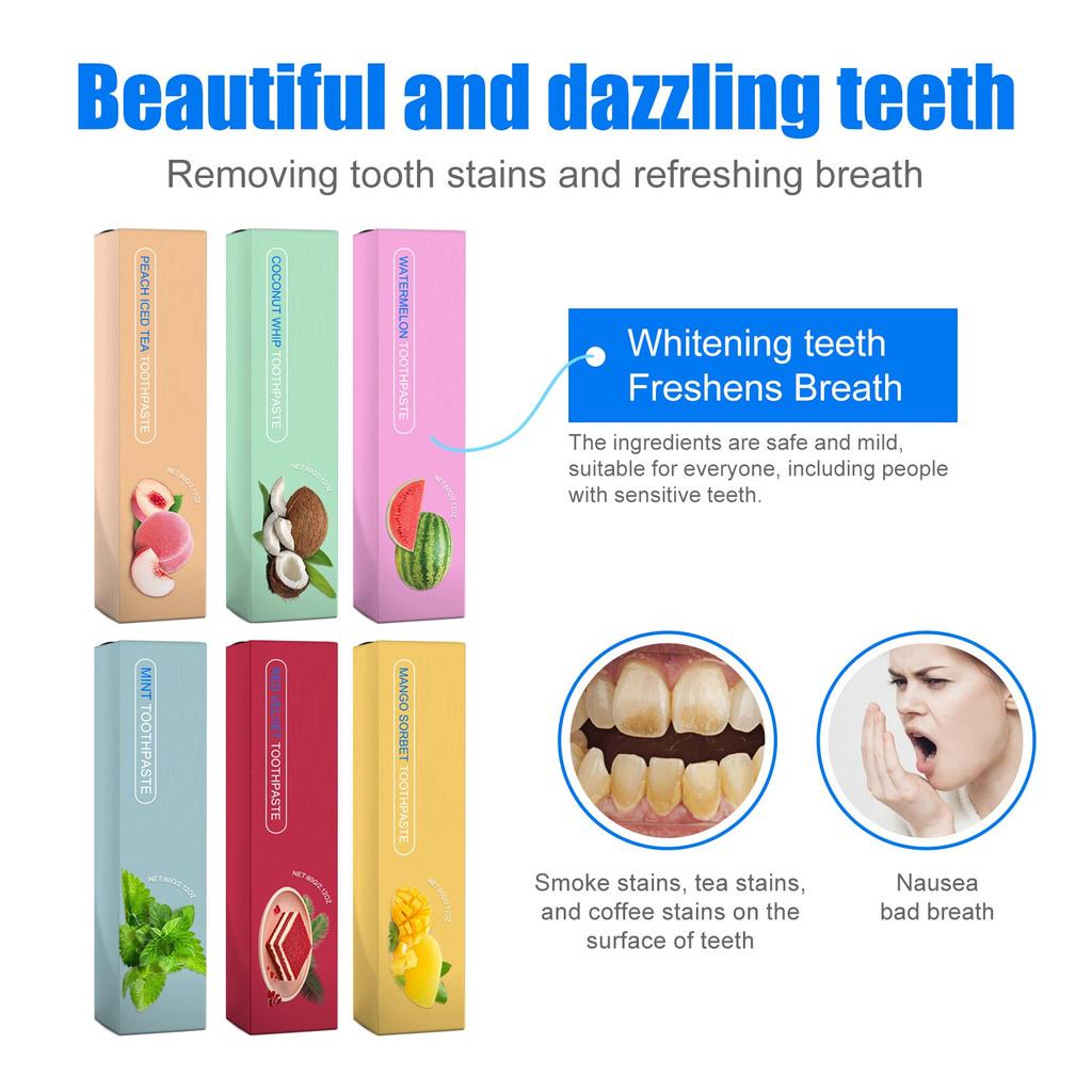 Fruity Whitening Toothpaste,Improvement Of Problems,Clean Mouth, Whiter Teeth And Fresh Breath, Recommended For Adult & Kids Oral Care