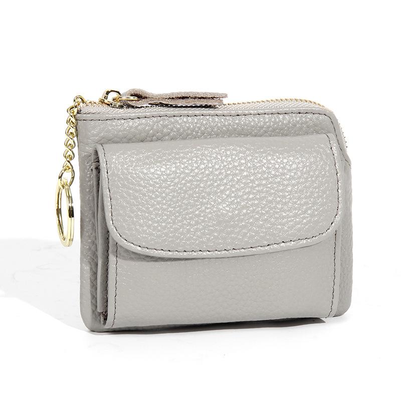 Japanese Cowhide Multifunctional Coin Purse & Card Holder - Genuine Leather Wallet with Key Attachment for Women