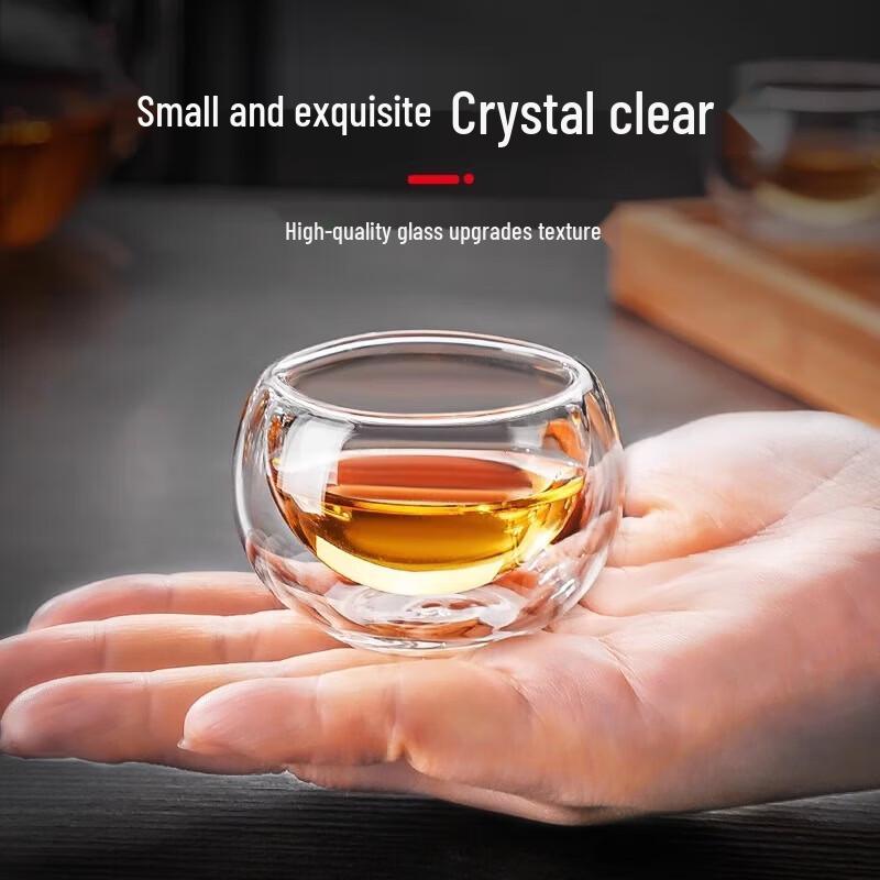 DeRian Double-Layer Glass Tea Cups Set with Handle