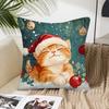 Christmas Cat Pillow Case Fashion Square Pillowcase Bedroom Sofa Room Ins Decoration Leisure Cushion Cover 40x40