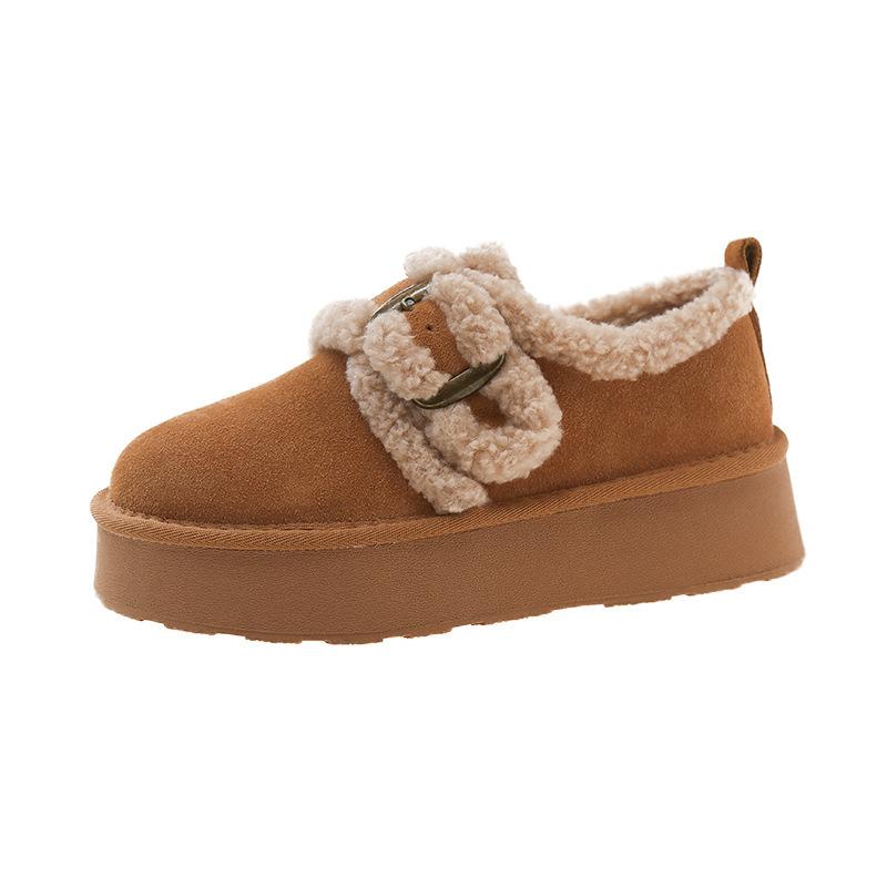 Fashion Loafers Winter Retro Women Snow Warm Suede Leather Lazy Boots Shoes Woman Lady Female Flat Bottine Botas Boots Mujer Shoes