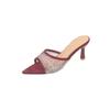 Fashion Summer Woman Thin Heel Rhinestone High Heel Slippers Fashion Open-toed Pointed End Slip-on Sexy Party High Heels Stiletto Sandal
