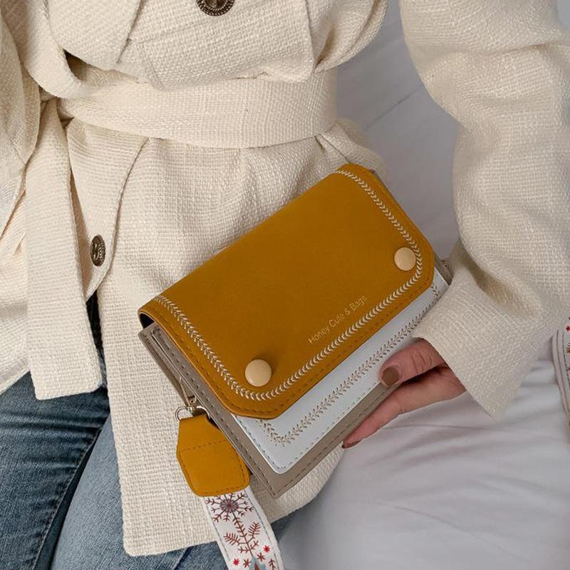 Women Summer Shoulder Crossbody Bag PU Leather Wide Strap Messenger Bag Female Small Square Bag Clutch Bags Handbags