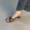 Stiletto Sandals Summer New Square Toe Open Toe Cross Slim Strap One Buckle Anti-Slip Wear-Resistant High Heels