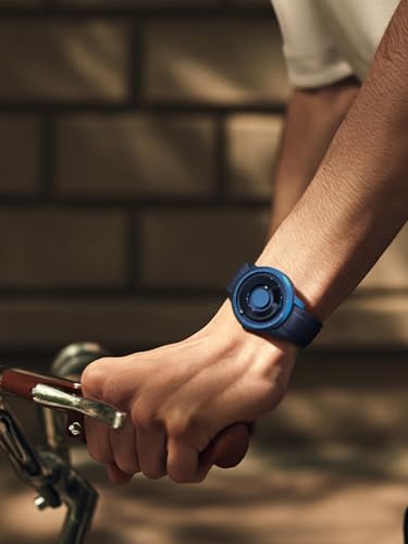 EUTOUR Men's Magnetic Watch, Stylish, Simple, Casual Quartz Watch with Magnetic Ball Design, 5ATM Water Resistance, 40mm Dial, Rubber Band, Blue