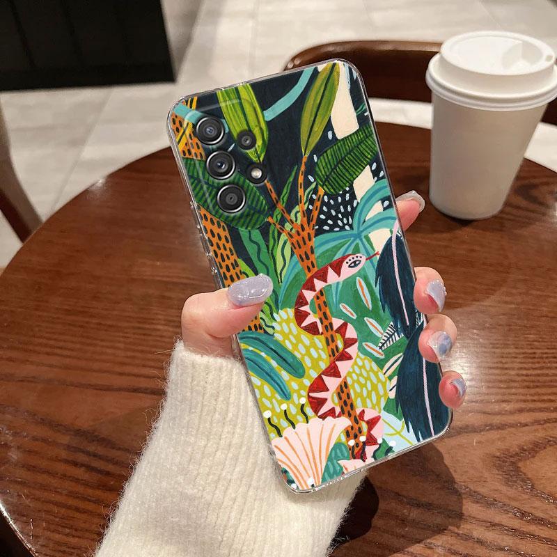 

Чехол для телефона Jungle Art Змея Кошки Ленивец Для Samsung Galaxy A56 A57 A37 A55 A54 A36 A35 A26 A25 A16 A17 A07 A52 A34 A73 A21s Galaxy A14