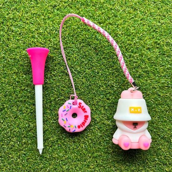 Cartoon Anti Lost Golf Tee Hanger with Tee Plastic Donut Design Golf Tee Ring with Strap Loss Prevention Golf Tee Holder for Men Women Golfers