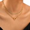 Trendy Layered Necklace for Women, 18K Gold Plated Stainless Steel Link Chain Modern Minimalist Jewelry