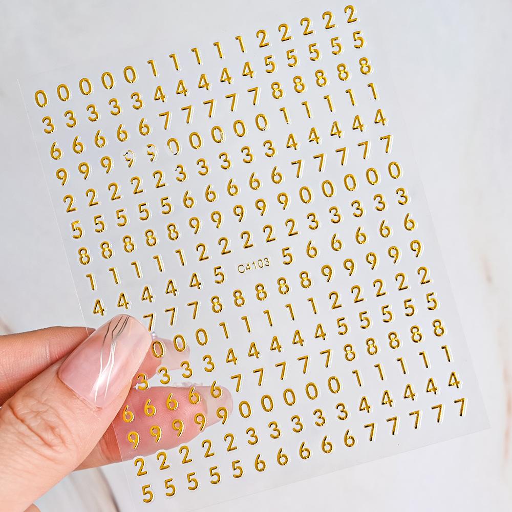 Live Digital Solid Color Simple Nail Sticker 3D Adhesive Digital Coding Sequence Diy Ladies Nail Art Sticker