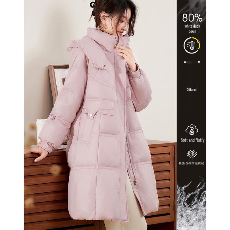Si Shui Nian Hua Women's Elegant Hooded Mid-Length Down Jacket Y145017Y1