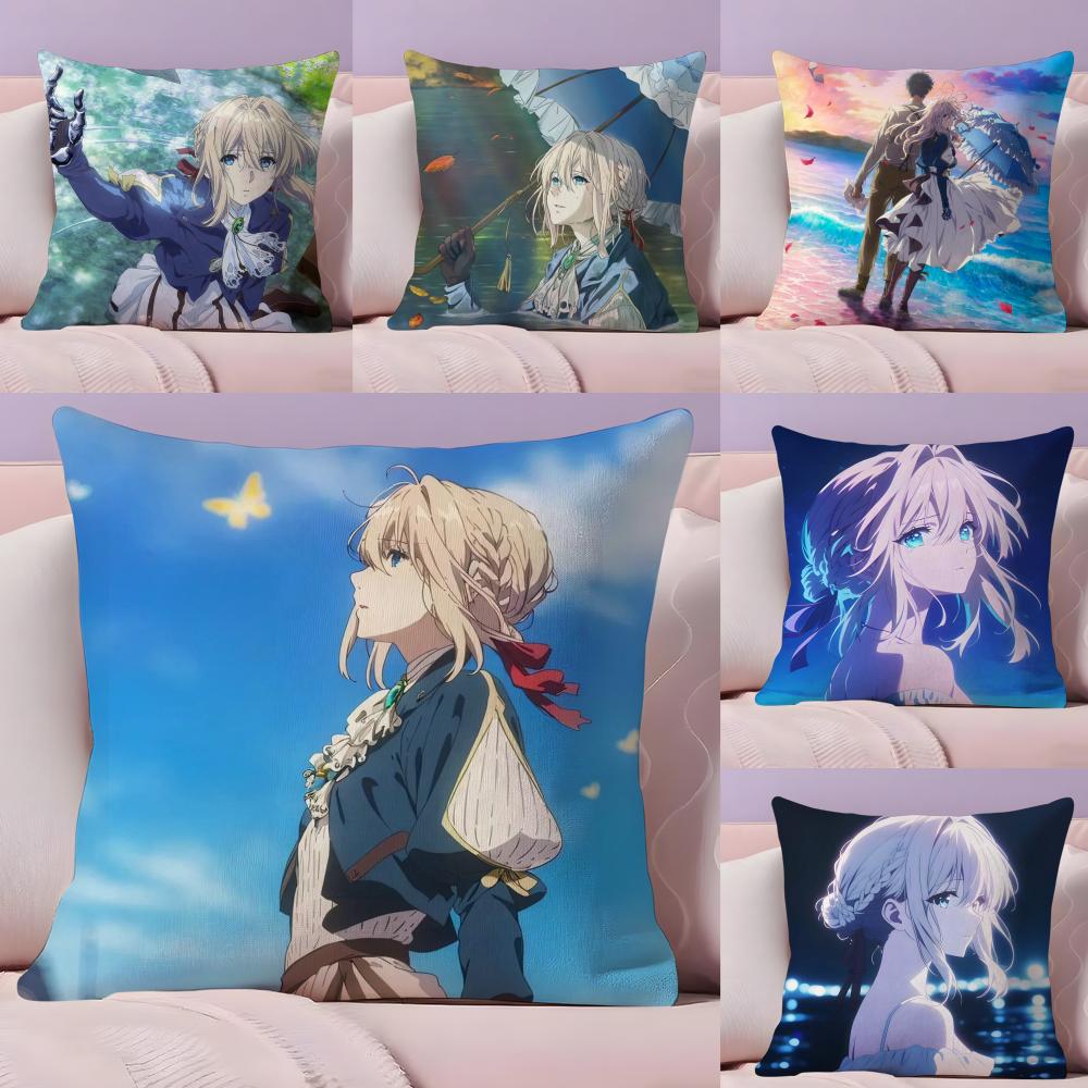 Violet EEvergarden Anime Cushion Cover Plush Fabric Soft DoubleSided Printed Sofa Warm Winter Home Gift Pillow Cover