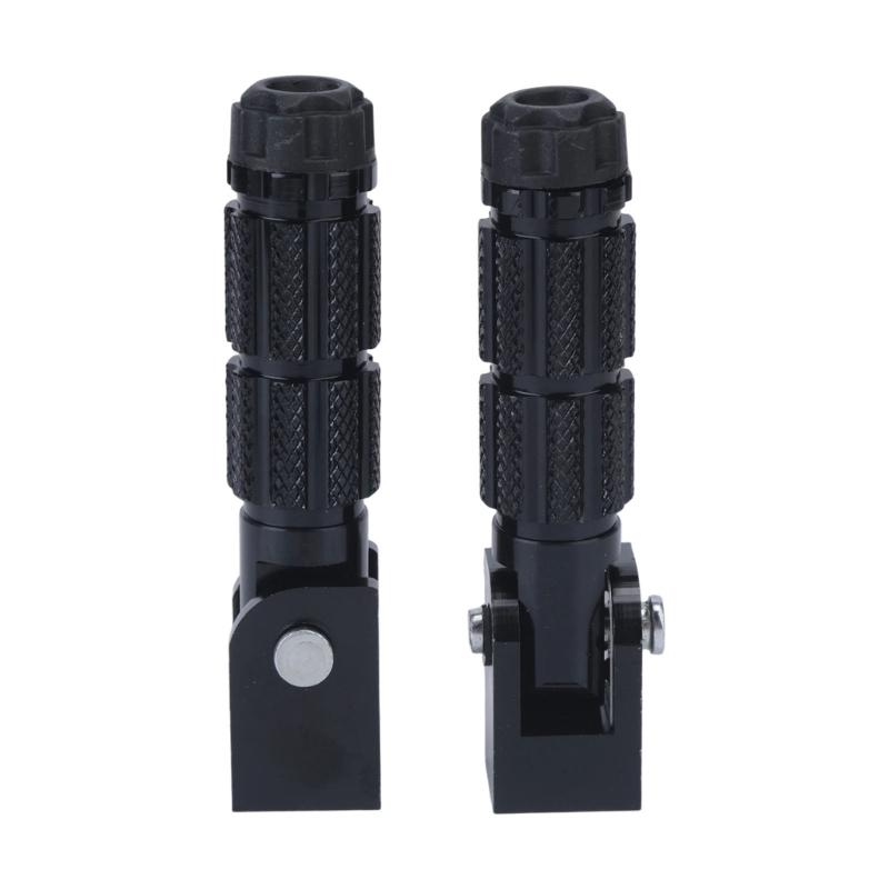 Motorcycle Foot Pegs Pair With 8Mm Mounting Size, Hinged Aluminum Footrest Pedals, Black Grip Pattern for Repair Work and Road Use