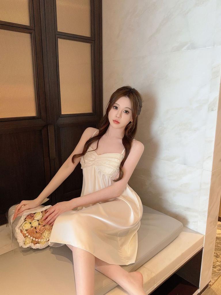 Sexy suspender pajamas women's silk with chest pad summer suspender ice silk lace pure desire style new nightdress