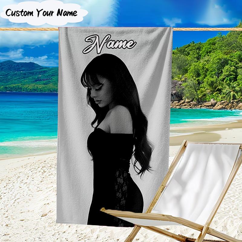1PC Custom Name Pink Heart Fashion Ayliva Heart Beach Towel, Lightweight Quick-Dry for Man Woman, for Summer Travel, Swimming Pool Birthday Gift