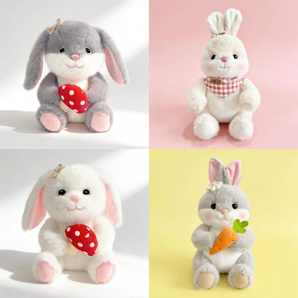 Plush Rabbit Toy With Carrot And Mushroom Design For Children Gift