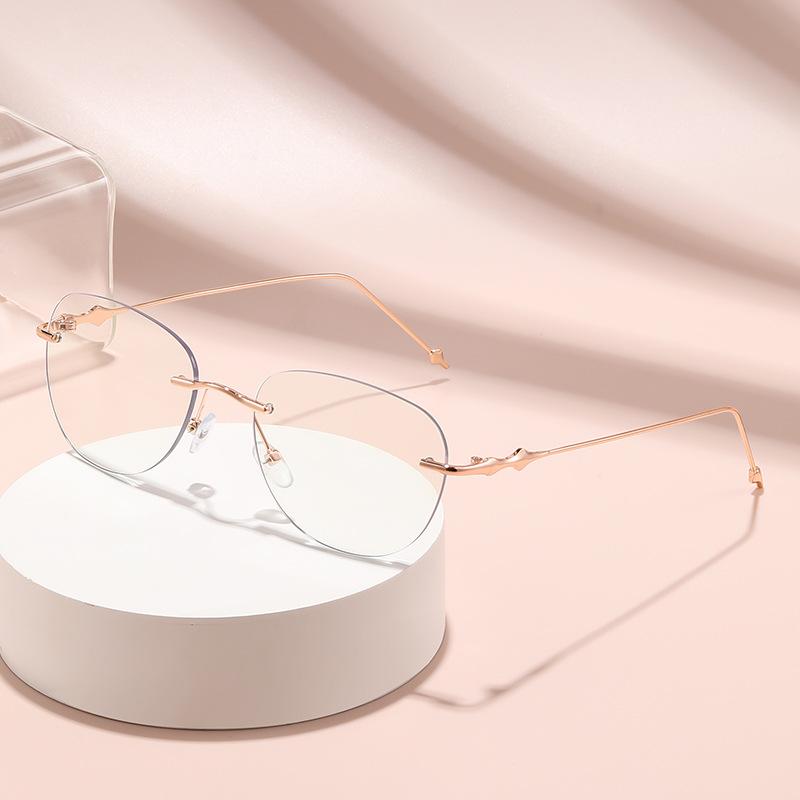 Smart Photosensitive Color-changing Frameless Edge-cut Glasses Fashion Flat-light Glasses Anti-blue Light Glasses 60018