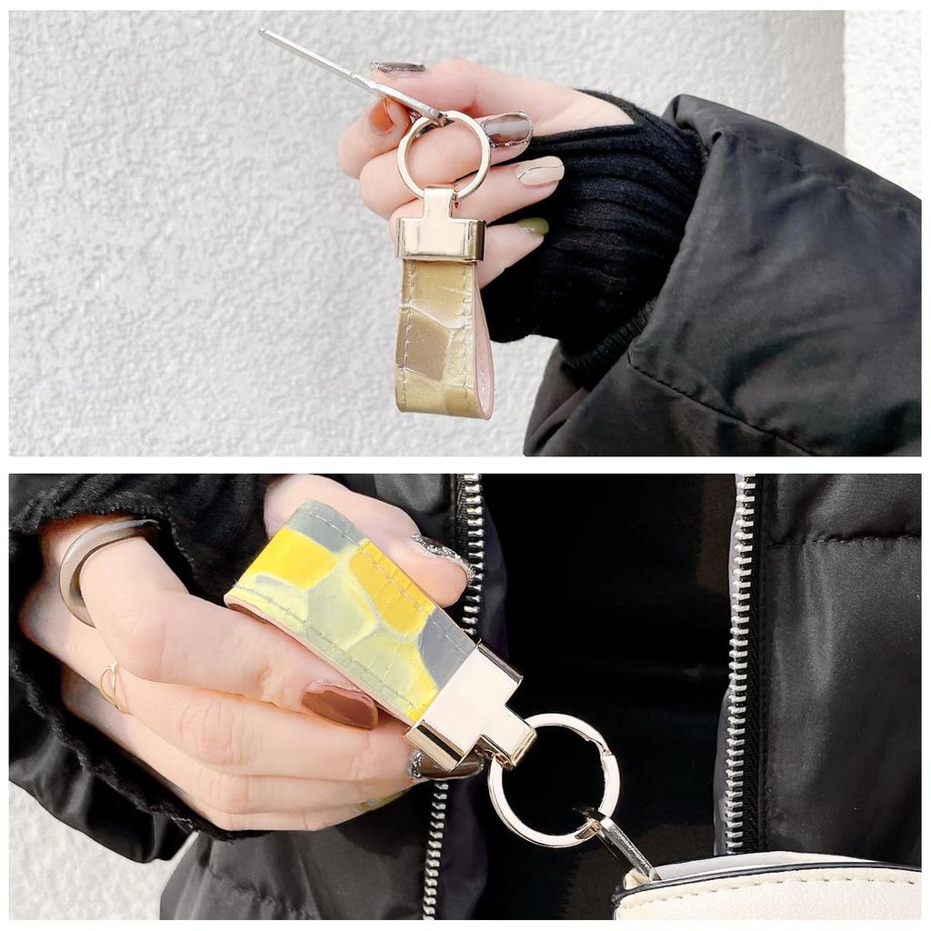 Genuine Leather Smart Key Ring for Women, Key Ring, Key Holder, Bag Charm, Double Ring, Genuine Leather Key Ring, Enamel, Cowhide Leather, 2nd