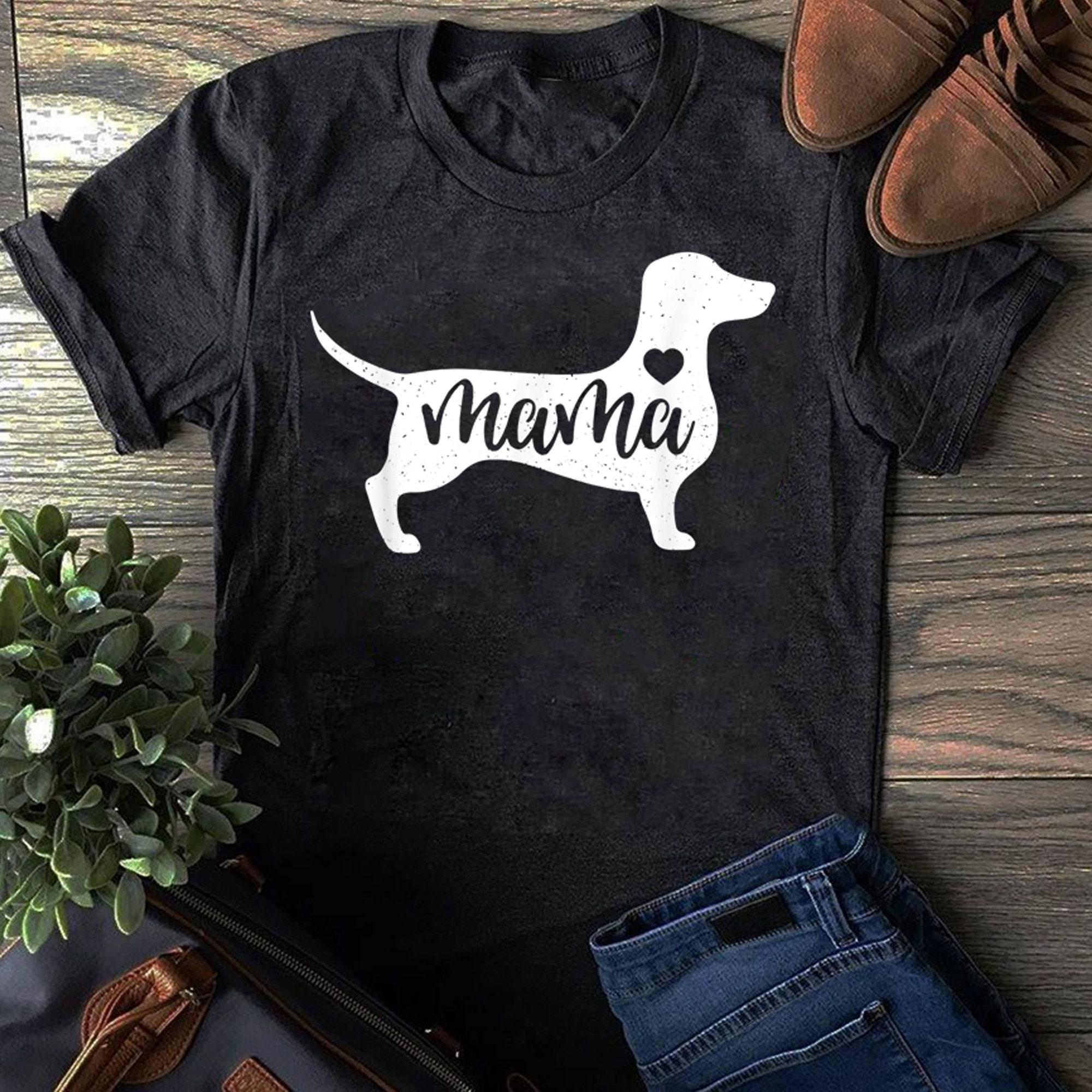 Dachshund Mothers Day Mama Dog Mom Paw Lover Women T-Shirts S чёрный