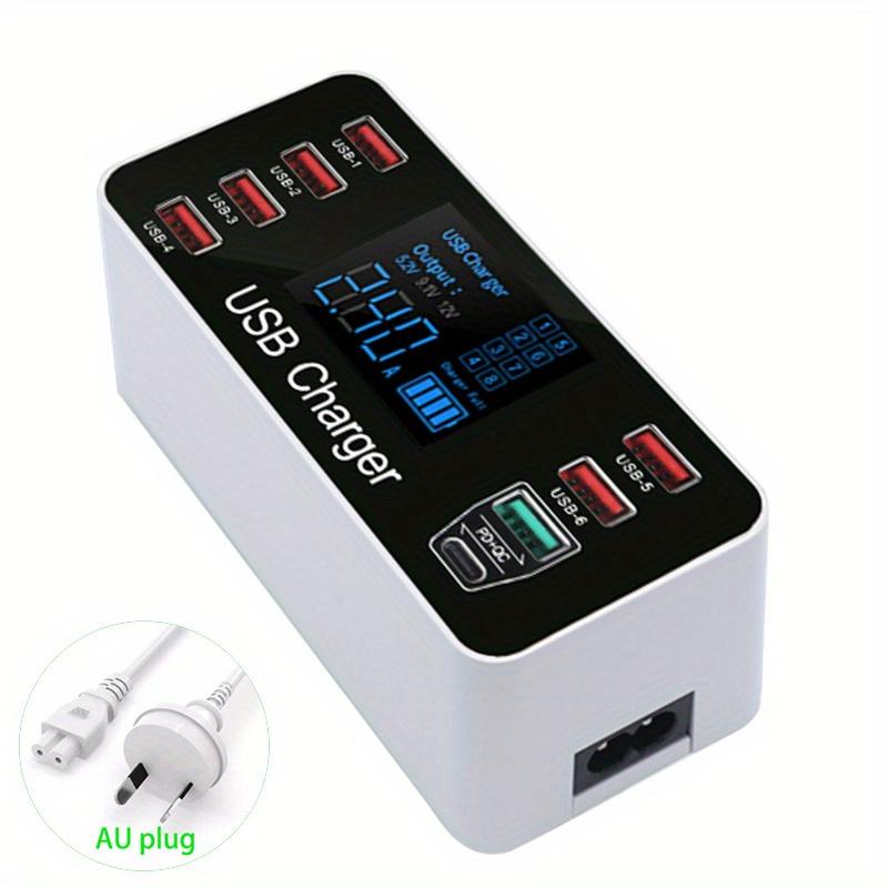 40W Quick Charger QC3.0 8-Port Multi USB Charger Station Fast Charging For iPhone 15 14 13 Por Tablet Desktop with Type C PD 20W