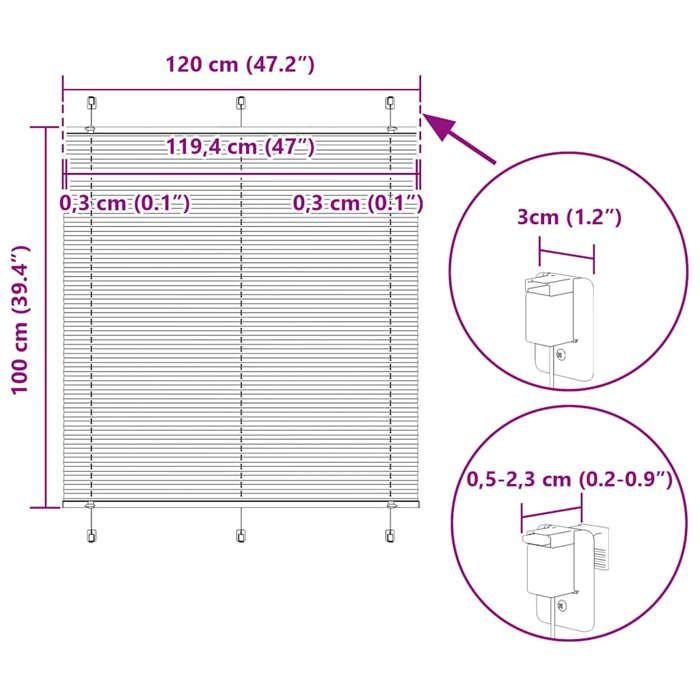 VidaXL Store Plissé Bleu 120x100 Cm Largeur Du Tissu 119,4cm Polyester, Store Plissé De Fenêtre, Store Accordéon, Store 4015181