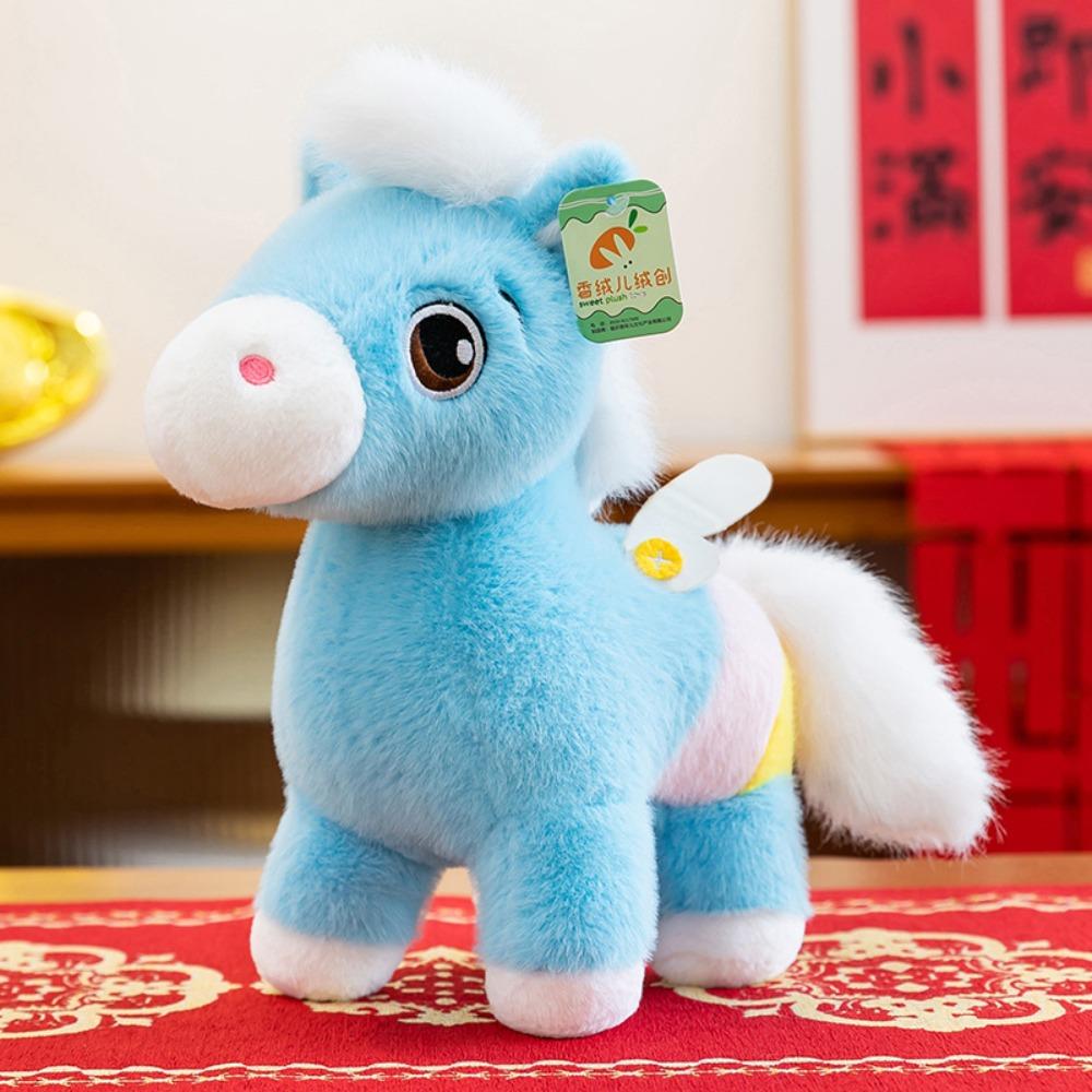 Cartoon Animal Horse Stuffed Toys 25cm/30cm Mascot Traditional Pony Plush Doll Spring Festival