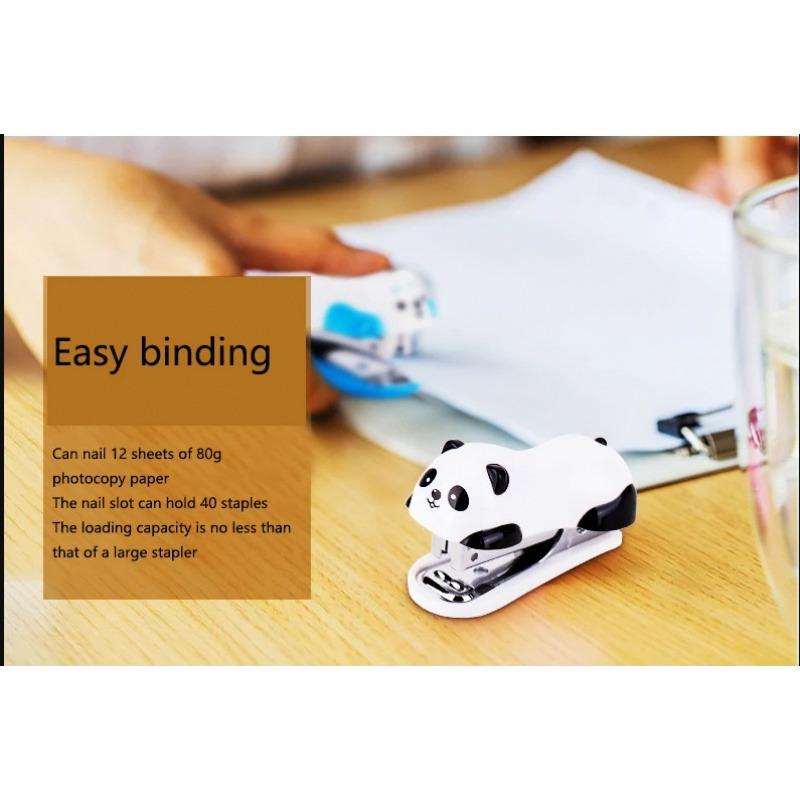 Niedlicher Panda Cartoon Hefter Mini Tragbar Klein Bindemaschine Büro Schreibtischzubehör Student Entzückende Schreibwaren Heftwerkzeug