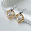 Korean Minimalist Pearl and Zircon Stud Earrings - Small Openwork Circle Design