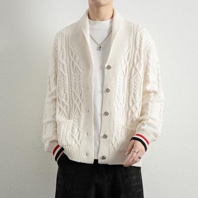 Autumn Winter Casual Sweaters Men Solid Color Knitted Cardigan Male Looose Turn Down Collar Sweatercoats Man